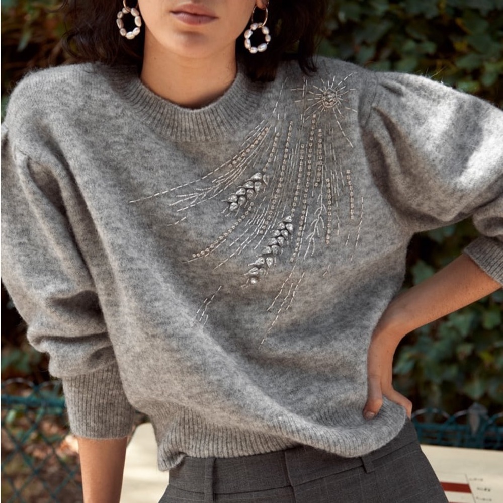 & Other Stories Fluffy Alpaca Silver Embellished Sweater